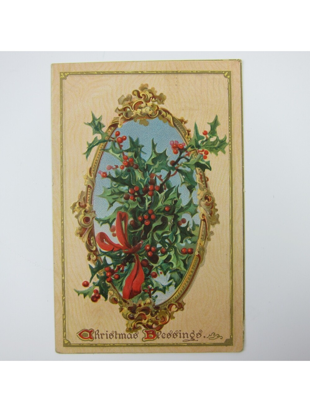 Christmas Postcard Raphael Tuck & Sons Holly Series 100 Embossed Antique 1910